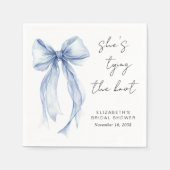 Serviette En Papier Chic Nœud Bleu Aquarelle Enterrement de Vie de Jeu (Devant)