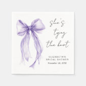 Serviette En Papier Chic Nœud Coquette Violet Lavis Mariage (Devant)