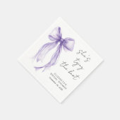 Serviette En Papier Chic Nœud Coquette Violet Lavis Mariage (Coin)