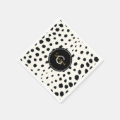 Serviette En Papier Chic noir blanc cheetah imprimer motif monogramme (Coin)