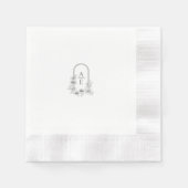 Serviette En Papier Chic Noir & Blanc Crest Monogram Mariage Napkin (Devant)