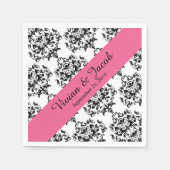 Serviette En Papier Chic noir et blanc Mariage damassé Napkin (Devant)