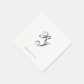 Serviette En Papier Chic noir et blanc Mariage Monogram (Coin)