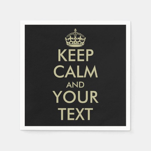Serviette En Papier Chic noir et faux or garder calmes serviettes en p (Devant)