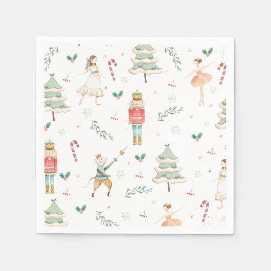 Serviette En Papier Chic Nutcracker Ballet Joyeuse fête de Noël (Devant)