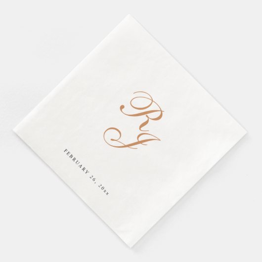 Serviette En Papier Chic or Monogramme Mariage dîner (Coin)