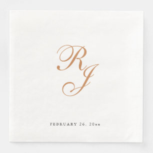Serviette En Papier Chic or Monogramme Mariage dîner
