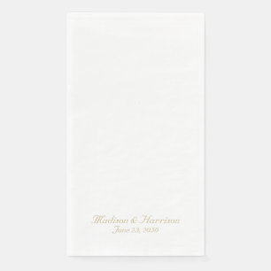 Serviette En Papier Chic or script noms personnalisés date mariage élé