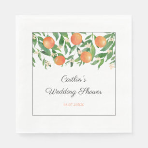 Serviette En Papier Chic Orange Charcoal Black Wedding shower Party