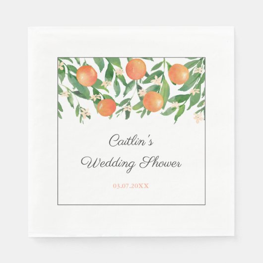 Serviette En Papier Chic Orange Charcoal Black Wedding shower Party (Devant)