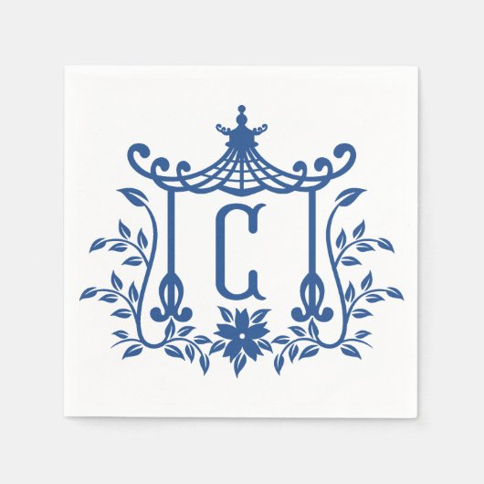 Serviette En Papier Chic Pagode Monogramme C serviettes (Devant)