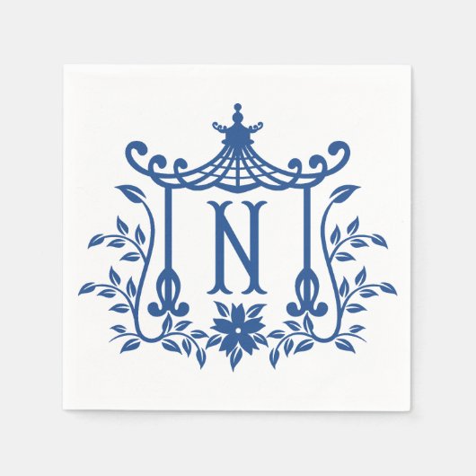 Serviette En Papier Chic Pagode Monogramme N serviettes (Devant)
