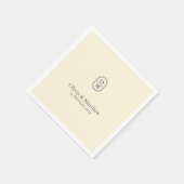 Serviette En Papier Chic Pale Yellow Modern Wedding Monogram Wedding (Coin)