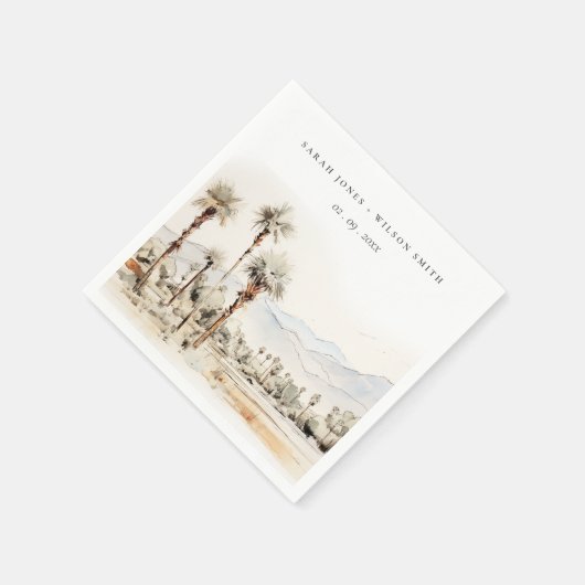 Serviette En Papier Chic Palm Springs California Mariage paysager (Coin)