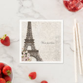 Serviette En Papier Chic Paris Tour Eiffel & Rose Elegance Party (En situation)