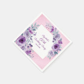 Serviette En Papier Chic Parties scintillant rose violet Rose Floral A (Coin)
