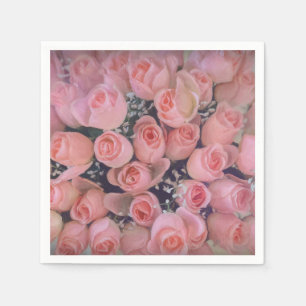 Serviette En Papier Chic Pink Roses Bouquet Pays Vintage