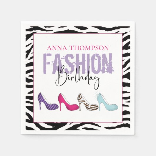 Serviette En Papier Chic Poster de animal Anniversaire Chaussures haut (Devant)