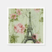 Serviette En Papier chic printemps menthe rose floral paris tour eiffe (Devant)