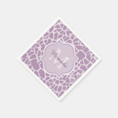 Serviette En Papier Chic Purple Giraffe Imprimer avec Monogramme et no (Coin)