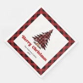 Serviette En Papier Chic Red Black Plaid Christmas Napkin Personalized (Coin)