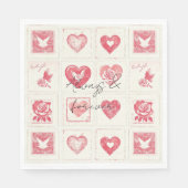 Serviette En Papier Chic Red Cream Valentine Love Mariage (Devant)