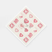 Serviette En Papier Chic Red Cream Valentine Love Mariage (Coin)