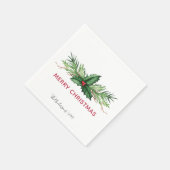 Serviette En Papier Chic Red Holly Painted Bouquet Noël (Coin)