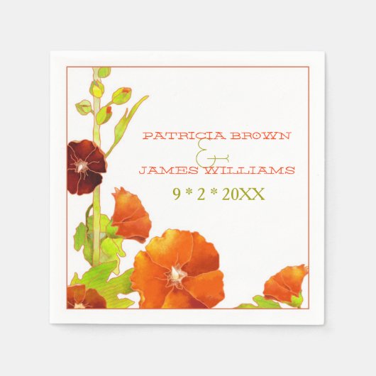 Serviette En Papier Chic Red Hollyhocks Floral Mariage (Devant)