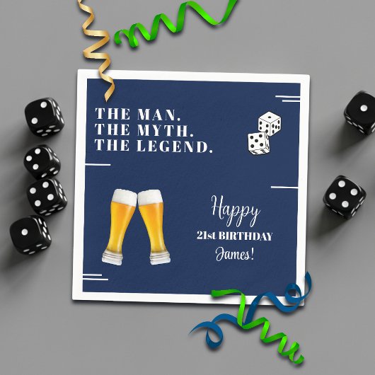 Serviette En Papier Chic Rolling Dices Pints 21st Birthday