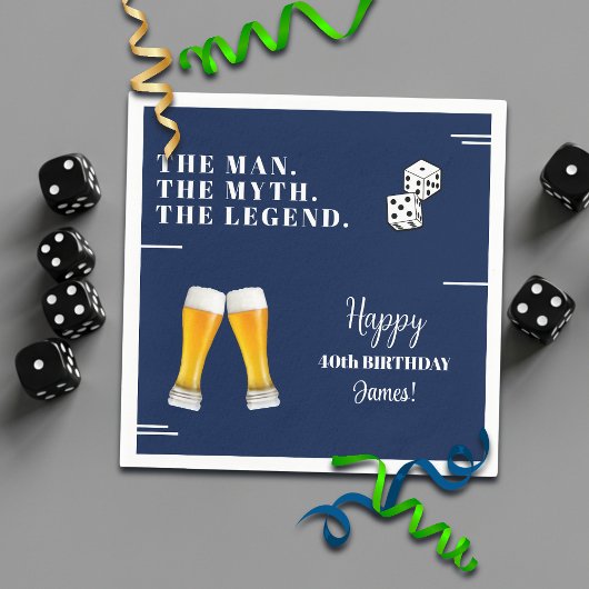 Serviette En Papier Chic Rolling Dices Pints 40th Birthday