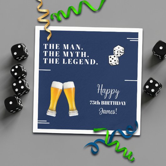 Serviette En Papier Chic Rolling Dices Pints 75th Birthday