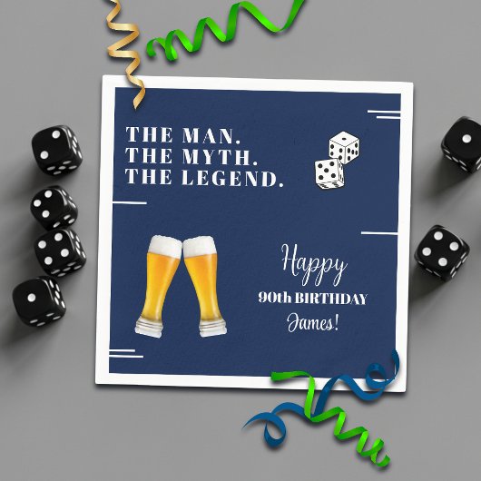 Serviette En Papier Chic Rolling Dices Pints 90th Birthday