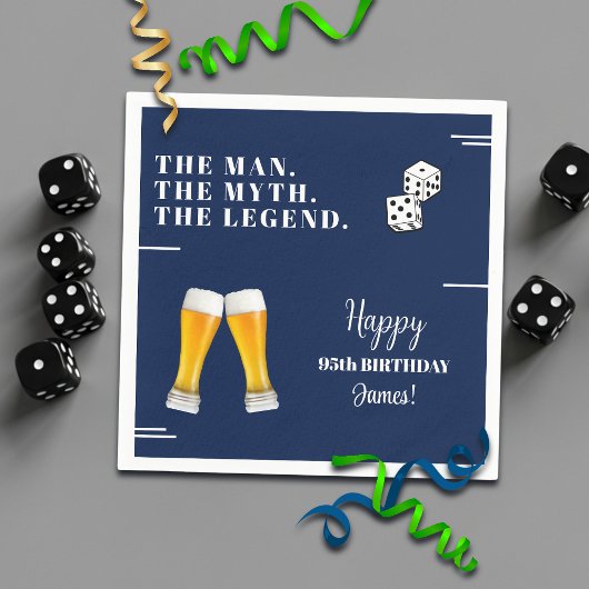 Serviette En Papier Chic Rolling Dices Pints 95th Birthday