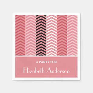 Serviette En Papier Chic Rose Chevron Grille Avec Nom
