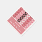 Serviette En Papier Chic Rose Chevron Grille Avec Nom (Coin)