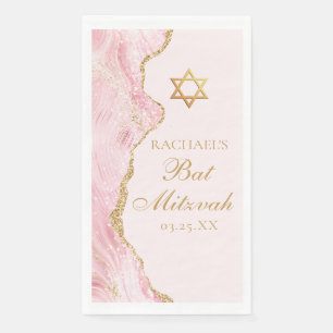 Serviette En Papier Chic Rose Gold Fête de Bat Mitzvah Personnalisée