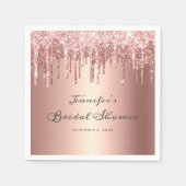 Serviette En Papier Chic Rose Gold Glitter Drips Écriture Mariage (Devant)
