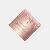 Serviette En Papier Chic Rose Gold Glitter Drips Écriture Mariage (Coin)