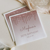 Serviette En Papier Chic Rose Gold Parties scintillant Drip 30th Birth