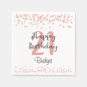 Serviette En Papier Chic Rose Gold Parties scintillant HAPPY 21ème ann