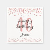 Serviette En Papier Chic Rose Gold Parties scintillant HEUREUX 40ème a (Devant)