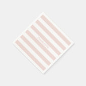 Serviette En Papier Chic rose pâle rayures blanches nom personnalisé m (Coin)