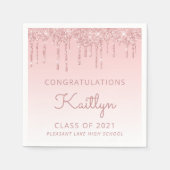 Serviette En Papier Chic rose Parties scintillant goutte de Graduation (Devant)