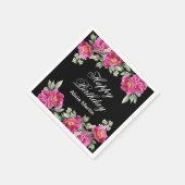 Serviette En Papier Chic rose Violet Peony Floral Noir Anniversaire (Coin)