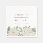 Serviette En Papier CHIC ROSES BLANCHES FLEURS Monogramme botanique (Devant)