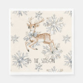 Serviette En Papier Chic Rustique Crème de Noël Deer Snowflakes (Devant)
