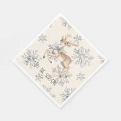 Serviette En Papier Chic Rustique Crème de Noël Deer Snowflakes (Coin)