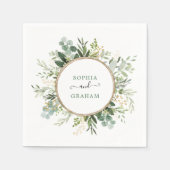 Serviette En Papier Chic Sage Green Gold Garden Mariage (Devant)