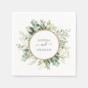 Serviette En Papier Chic Sage Green Gold Garden Mariage